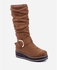 Varna Wedge Calf Length Boots - Camel