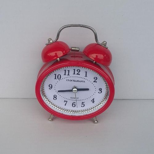 Clockamania OVAL Bell Alarm Clock - Red