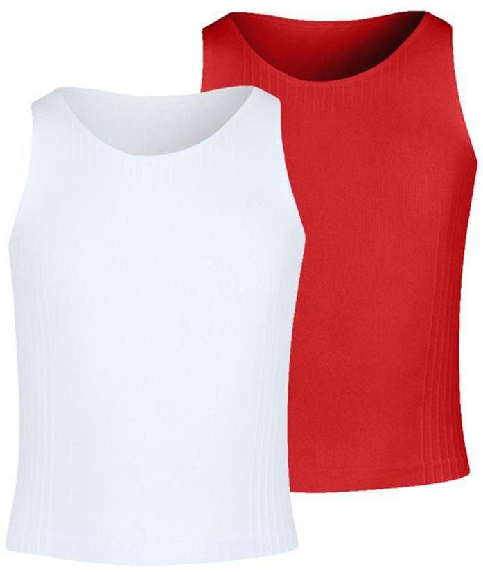 Silvy Set Of 2 Tank Tops For Girls - White Red, 4 - 6 Years