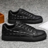 Fashion Men's Crocodile Pattern Leather Shoes Low Top Casual Sneakers-black