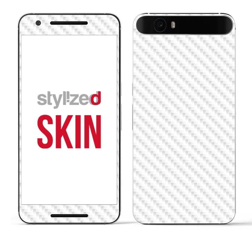 Stylizedd Premium Vinyl Skin Decal Body Wrap for Google Nexus 6P - Carbon Fibre White