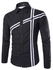 Fashion Men's Casual Minimalist Style Hit Color Long Sleeve Shirt Black XL