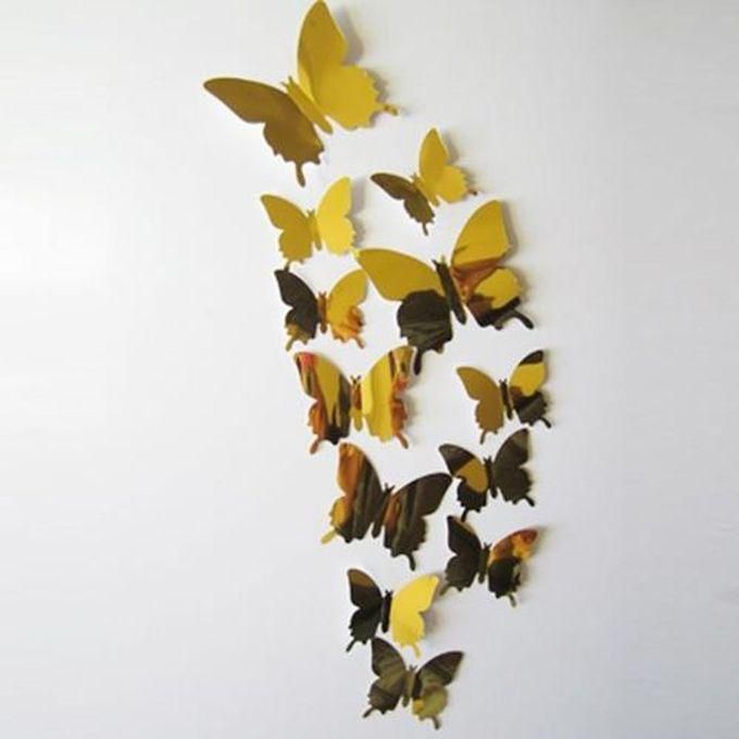 12pcs Decal Butterflies 3D Mirror Wall Sticker