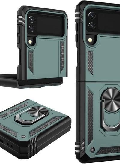 Military Grade Heavy Duty Armor Shockproof Anti-Drop Phone Case for Samsung Z Flip 4 Pine Green