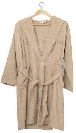 Hooded Cotton Bathrobe With 2 Pockets Beige Free Size