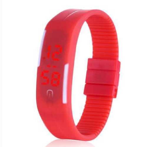 Genius Unisex Digital LED Dial Silicone Band Watch – Red