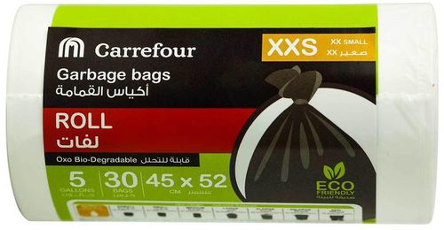 Carrefour garbage bag roll white XX small 5 gallons × 30 bags