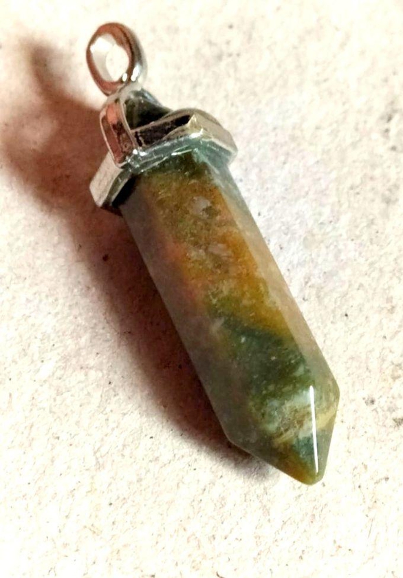 Sherif Gemstones Chakra Healing Bullet Obelisk Agate Aqeeq Pendant Necklace