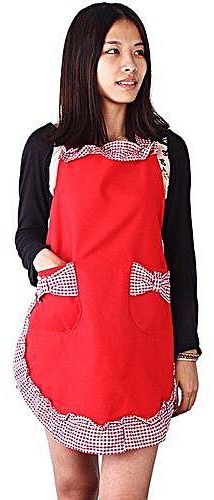 Generic Women Kitchen Bib Apron Cute Cooking Flirty Vintage Dress With Bowknot Pocket