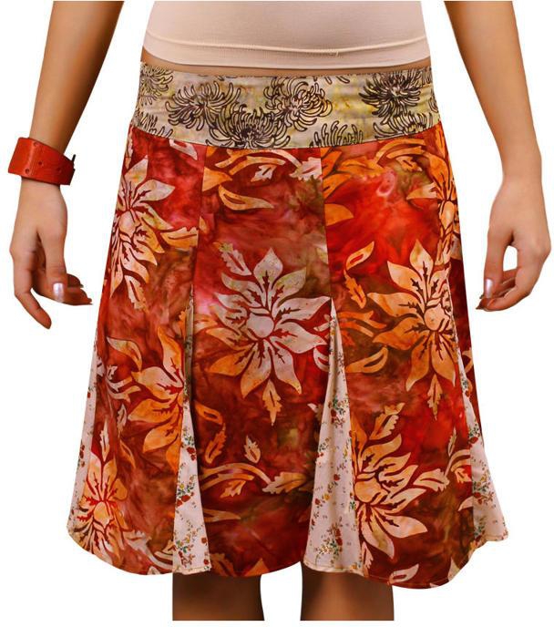 Deana Shaaban Red Floral Panel Skirt