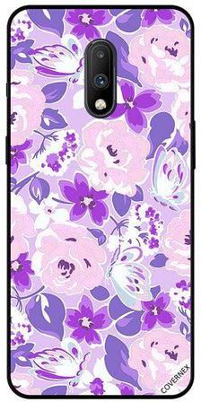 Protective Case Cover For OnePlus 7 Purple & Pink Floral & Butterflies