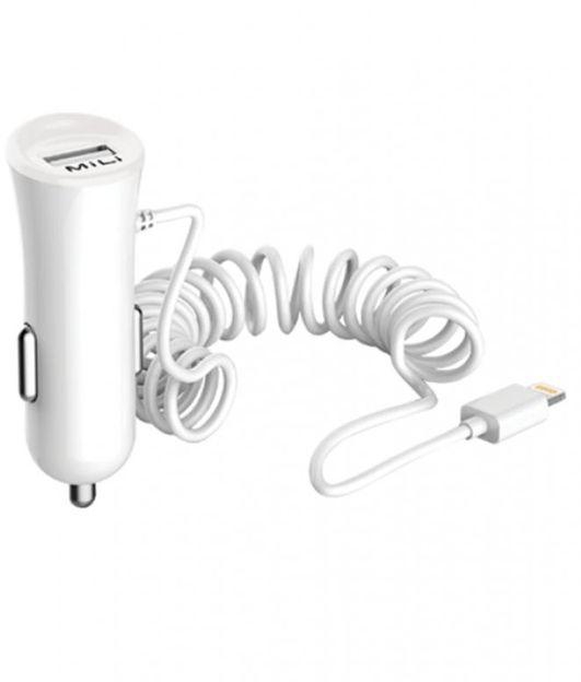 MiLi Smart Plus - Car Charger with Lightning Cable & USB Port