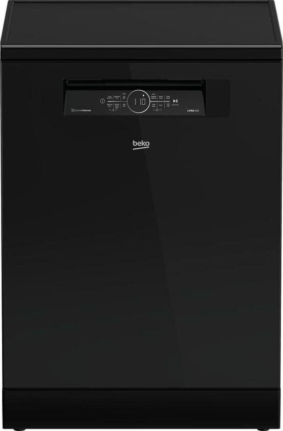 Beko BDFN36531GB - Dishwasher 60 cm 6 program 15 person - LED Display-Hygiene -(CornerIntense)-SteamGloss- Fast - Inv - Black Glass