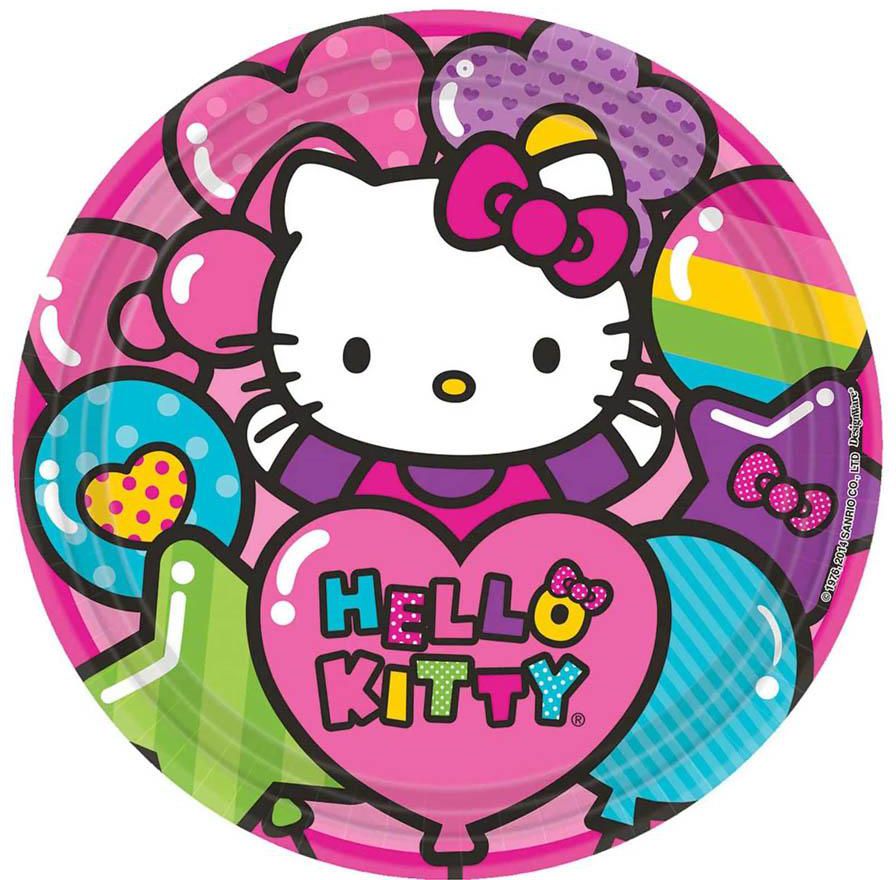 Hello Kitty - Rainbow Round Plates 7In, 8Pcs- Babystore.ae