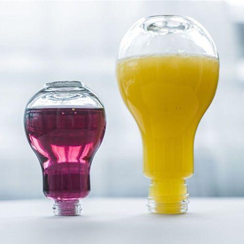 Neworldline Summer Bulb Water Bottle Brief Cute Milk Juice Light Bulbs Cup Leak-proof D-Clear