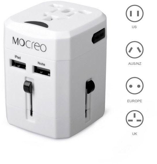 MOCREO Two USB Ports Universal World Wide All-in-one Safety Travel Charger Wall Charger
