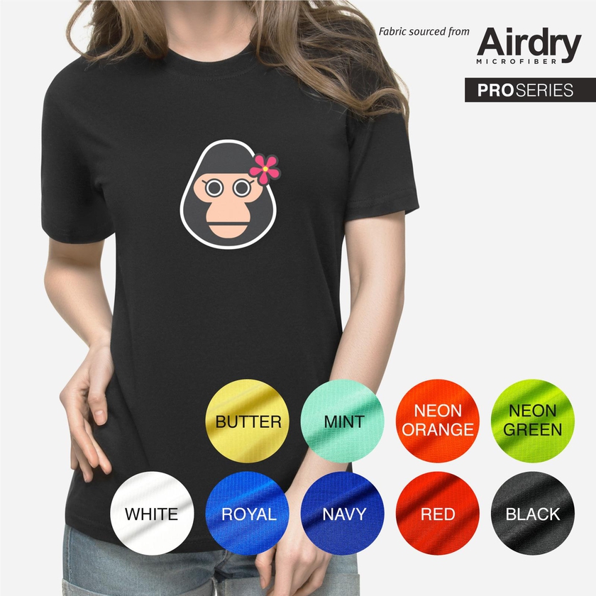 [Cheeky Monkey Flower -Big] Tangram Performance Microfiber Sports T-shirt for Men &amp; Women, Unisex Cheeky Monkey Comfy Tee. (Pro Series)