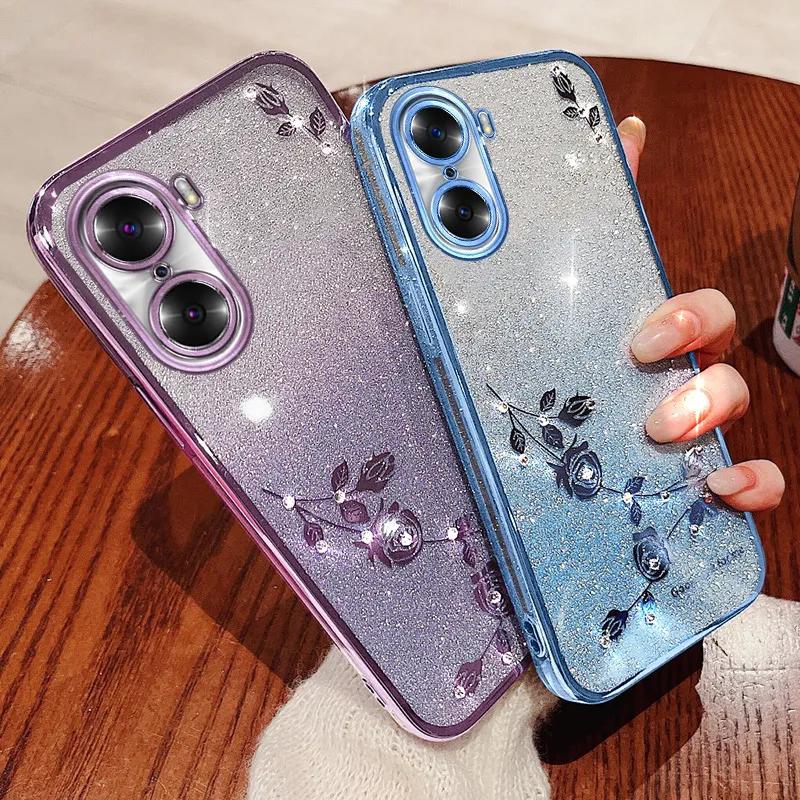 Luxury Glitter Case for Huawei Honor 60 60 Pro Phone Case Transparent Shockproof Bumper Silicone Cover