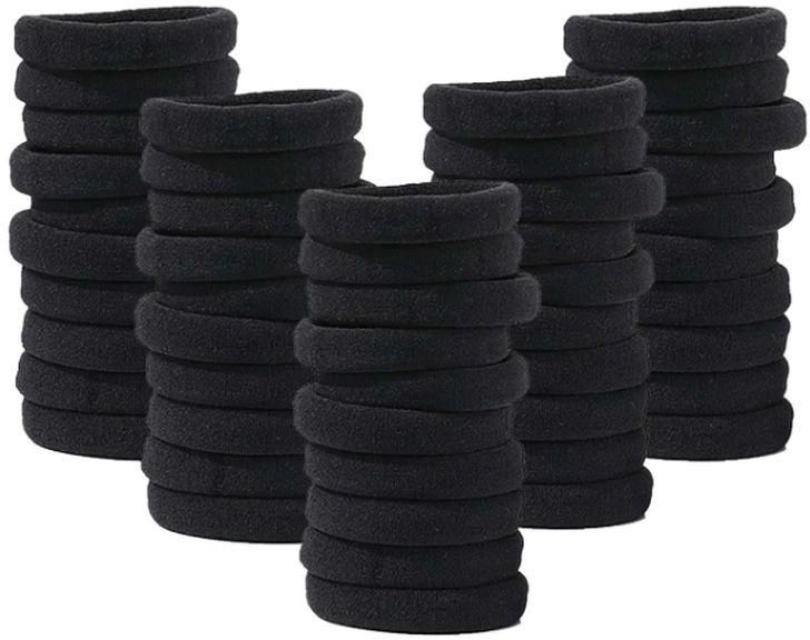 50 Medium Black Elastic Hair Ties