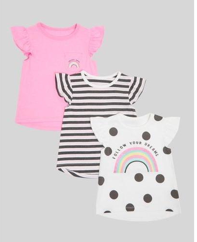 Girl's Rainbow T-shirt- Pack Of 3