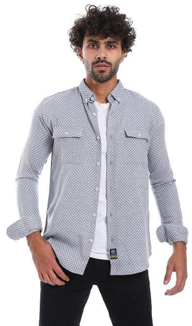 Pavone Classic Collar Self Pattern Shirt - Grey