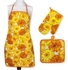 Kitchen Apron With Pot Holder And Mitten Quilted Set