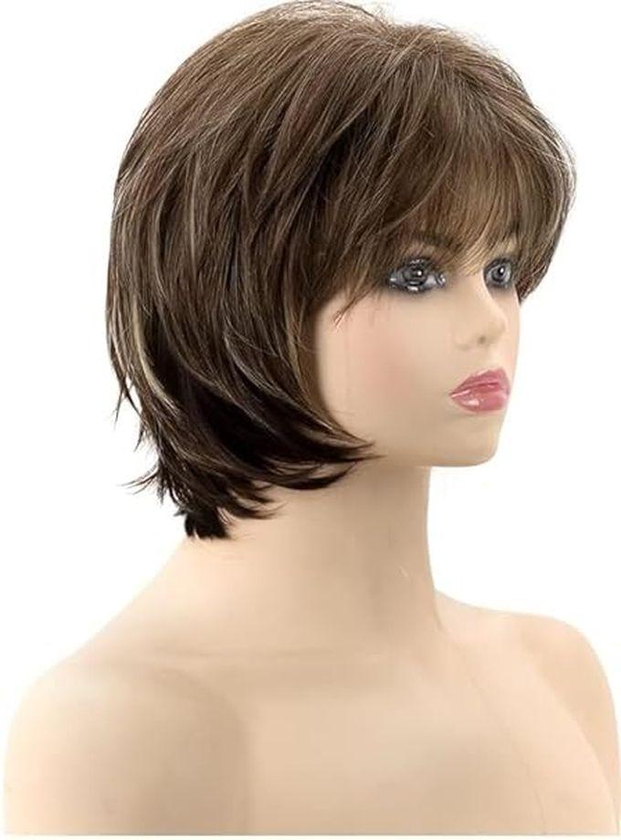 Synthetic Hair Wig Short Straight Brown Thermal Hair
