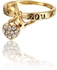 18K Gold Plated Heart Crystals Drop Ring
