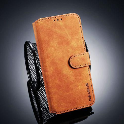 DG.MING Retro Oil Side Horizontal Flip Case For Xiaomi 8 Lite , With Holder & Card Slots & Wallet (Brown)