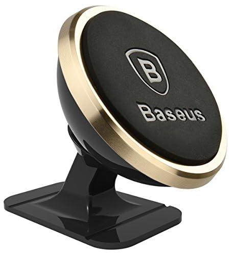 Baseus Magnetic Car Phone Holder 360 Degree Mobile Mount Suction Bracket For iPhone 13 12 11 X 8 7 Samsung 360 Degree Magnet Stand (Gold)