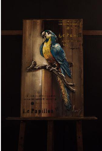 Generic Parrot Painting - 55 x 90 cm - Brown