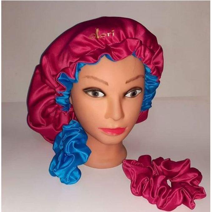 Olori OLORI Satin Pink/Blue Reversible Double Sided Bonnet With Scrunchie