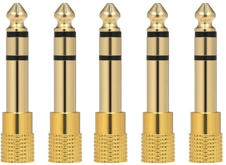 Mike Music 5Pcs Audio Jack Adapter 6.35mm Male 3.5mm Female Stereo Jack Convertor Plug For Microphone Headphone Amplifier