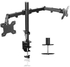 Dual Monitor Full Motion Two Arm Desk Mount With Clamp And Grommet Base Fits Up To 27 Inch
