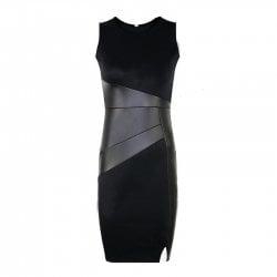 Women's Wear T Shirt Stitching Sleeveless Dress - Black - 2xl
