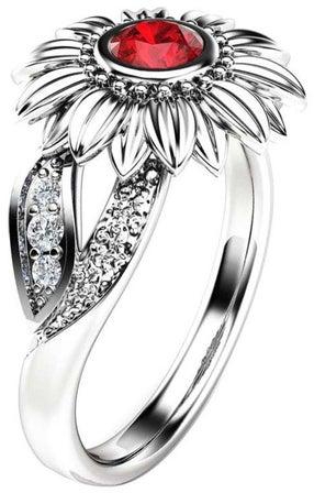 Rhinestone Studded Floral Design Ring