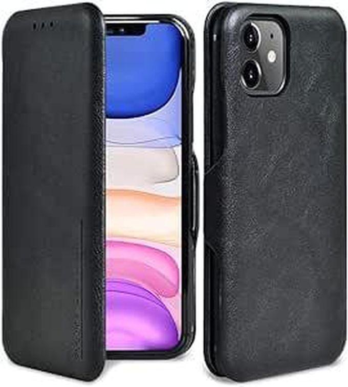 Next store Compatible with iPhone 12 Case, Durable Anti-Scratch (Soft Flexible PU Leather) PU Leather Case Cover (Black)