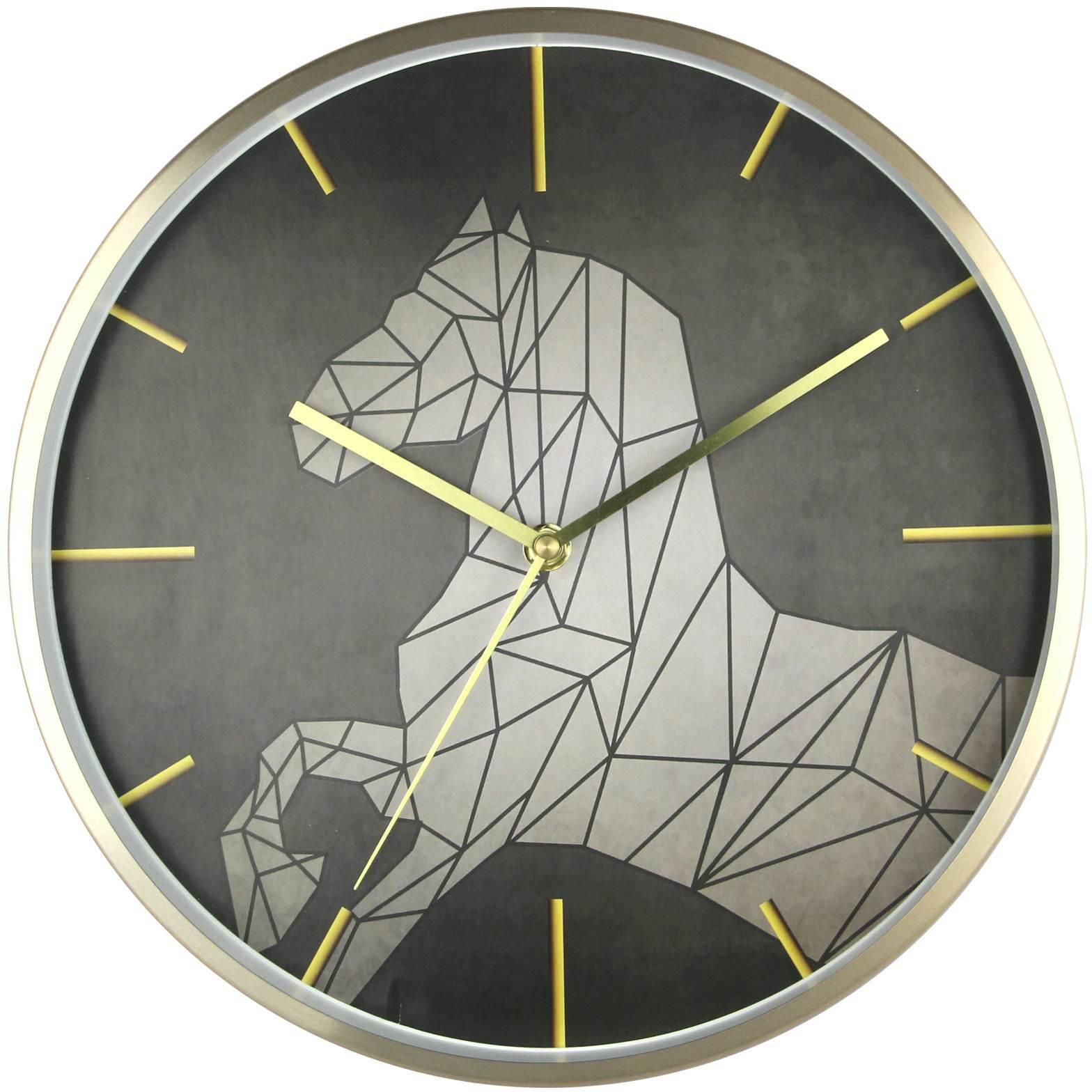 Horse Themed Metal Wall Clock Dark Grey