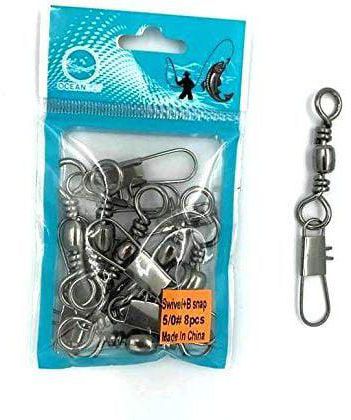 Oceanfly Fishing Barrel Swivel with Snap - Grey, Pack of 8 pcs