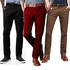 Fashion 3 Pack Khaki Trousers-Black , Brown & Maroon