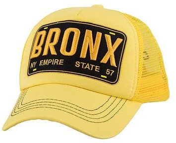 قبعة بقصة عادية مزينة بطبعة عبارة "Bronx NY Empire State" أصفر