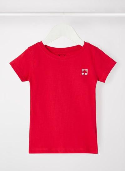 Girls Round Neck Short Sleeve T-Shirt Coral