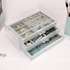 Weiai Acrylic Jewelry Box 3 Drawers, Velvet Jewellery Organizer, Earring Rings Necklaces Bracelets Display Case Gift for Women, Girls