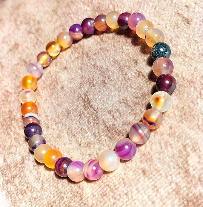 Sherif Gemstones Handmade Beaded Stretch Bracelet Multi Color Natural Stones