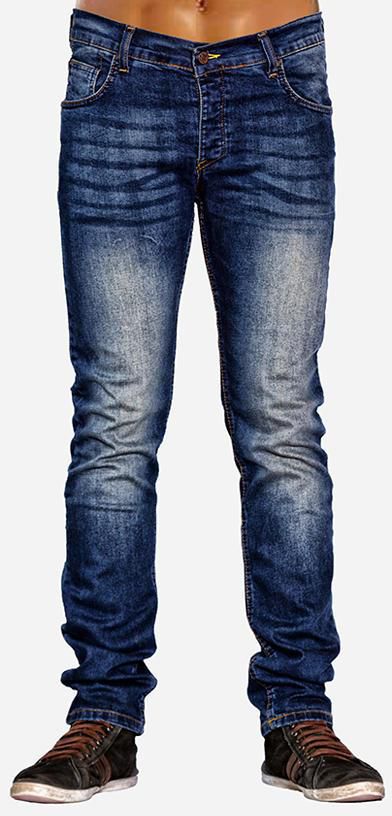 Slim Jeans with Wash Out Effect - Navy Blue
