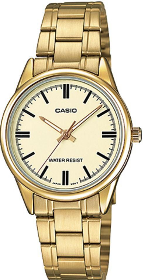 Casio Womens Gold Dial Stainless Steel Band Watch -  LTP-V005G-9A