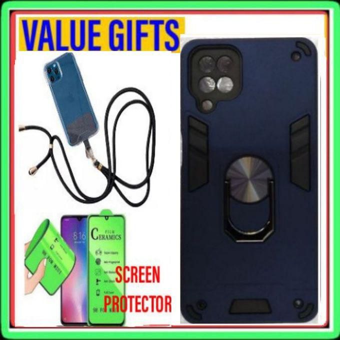 COVER FOR For Samsung Galaxy A12 Protective Case(Blue) + Mobile Lanyard + Phone Screen Protector ⁶⁶