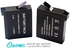 Ozone GoPro GP-CMB-4-2 Hero4 AHDBT-401 2PC Battery + USB Dual Battery Charger for GoPro Camera
