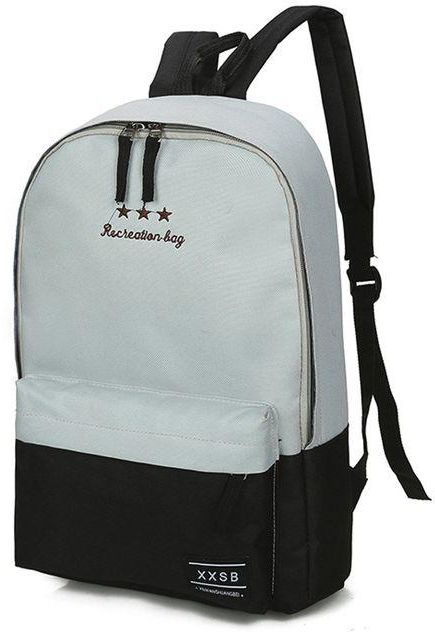 Neworldline Women Men Girl Boy Pathwork Zipper Backpack School Bags Fashion Shoulder Bag - Gray