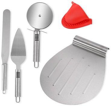 5-Piece Pizza Tool Kit Silver/Red